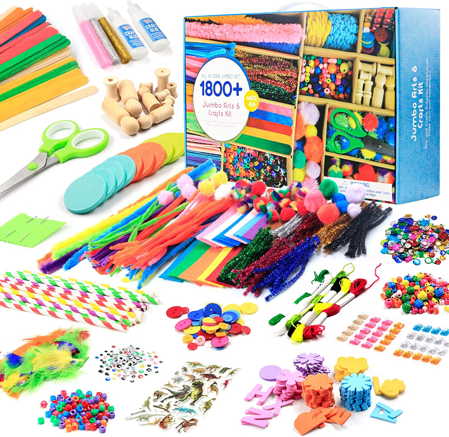 Arts and Crafts for Kids, 2200+ Piece Craft Kit Library in a Box for Kids  Age 4 5 6 7 8 9 10 11 & 12 Year Old Boys & Girls, Crafting Supplies Set