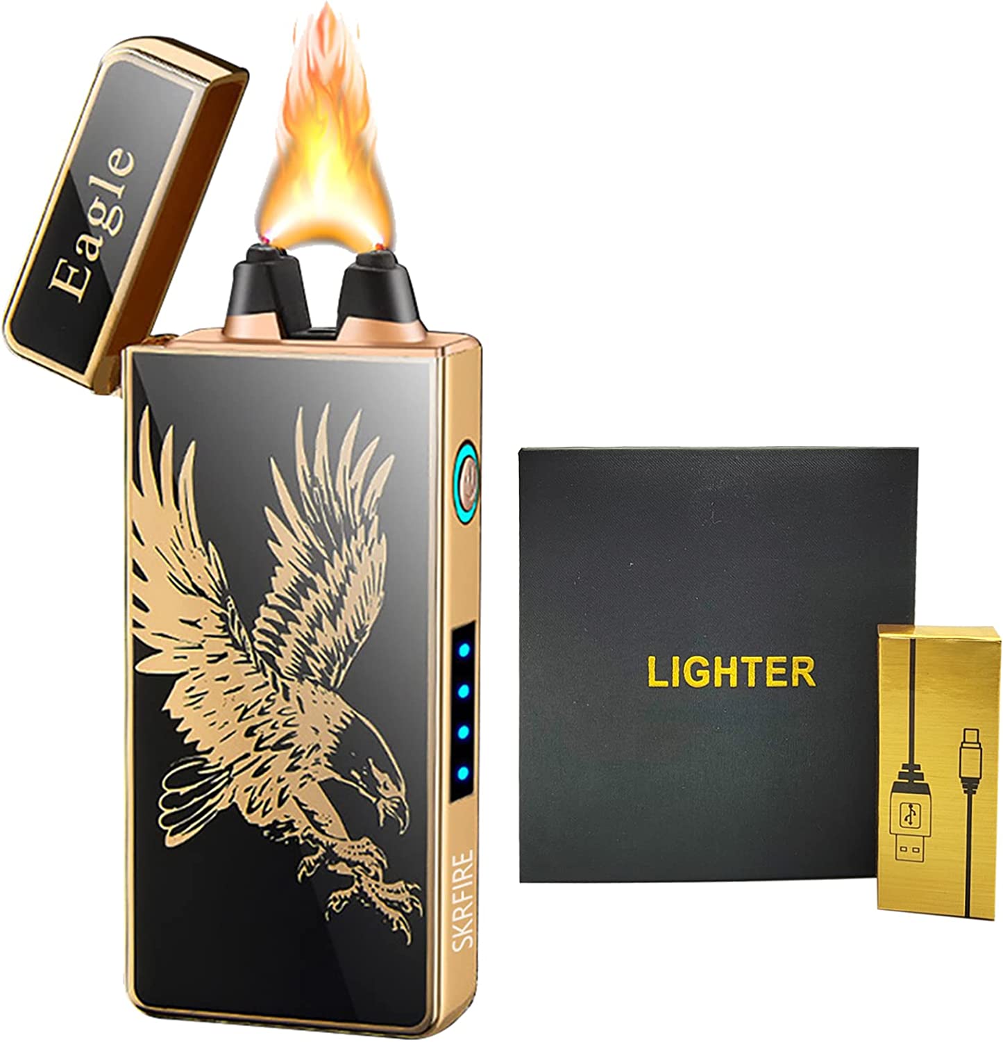 GIXXHLG Double Flame Lighter,Tiger Luminous Lighter,Unique Lighter