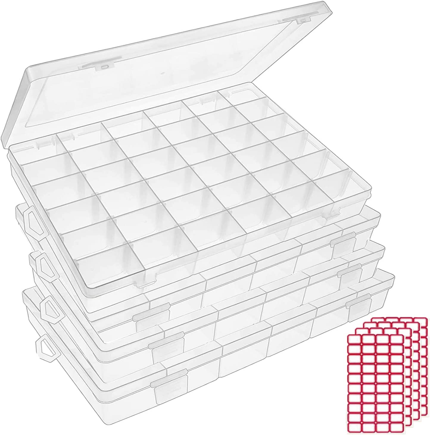 Blulu Clear Bead Organizer Bead Storage Containers Set with 12