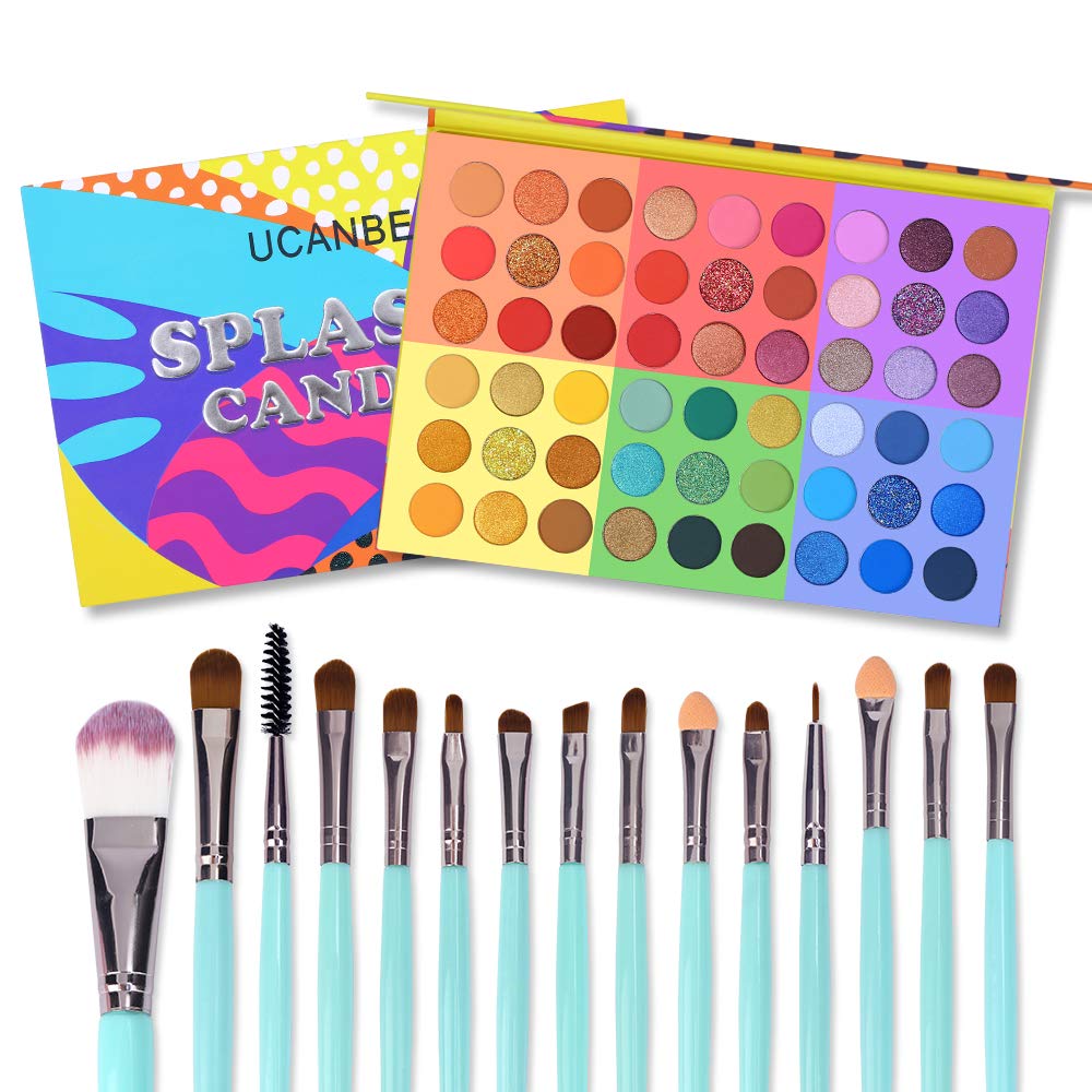 UCANBE Professional 86 Colors Eyeshadow Palette with 15pcs Makeup Brushes  Set Matte Glitter Long Lasting Highly Pigmented Waterproof Contour Blush