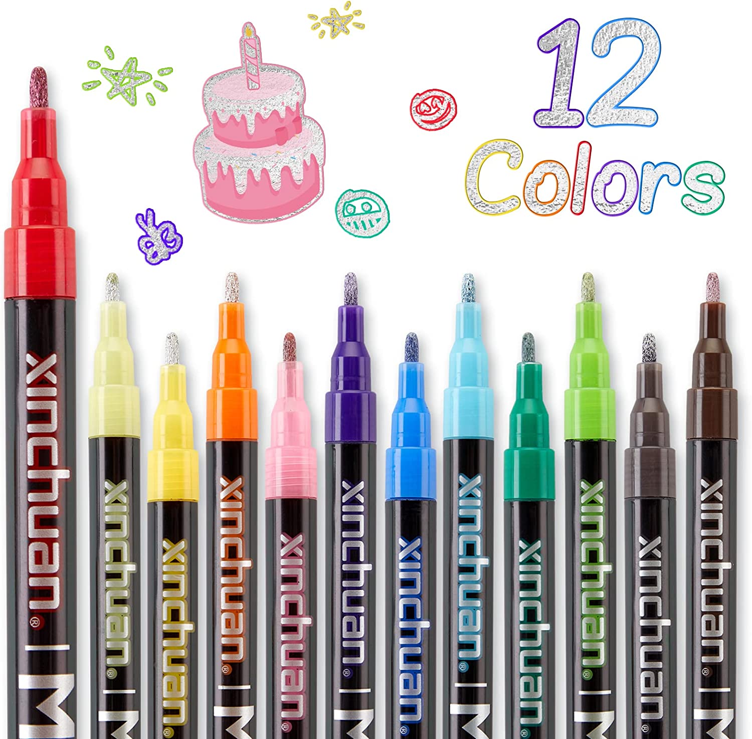  Aen Art Double Line Markers Outline Pens, Squiggles Shimmer  Outline Marker Set, 16 Colors Doodle Shimmer Pen for Drawing, Making Card,  Craft Project : Arts, Crafts & Sewing