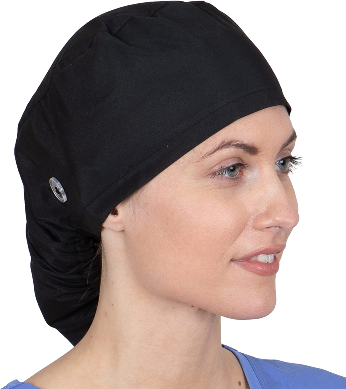 Women's St. Louis Blues Squares Pixie Surgical Scrub Hat, Fold Up Brim,  Adjustable, Handmade
