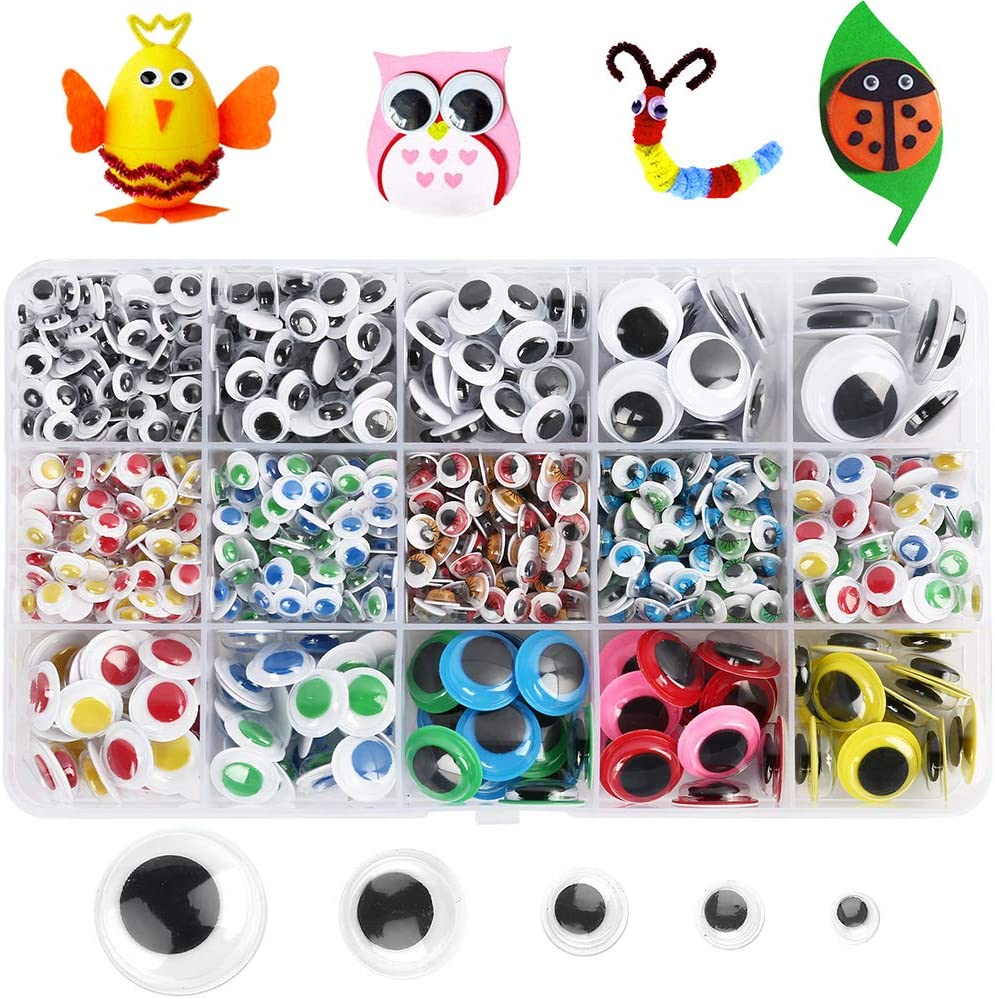 1580pcs Googly Eyes Self Adhesive for Crafts, Craft Sticker Wiggle Eyes with  Multi Colored and Sizes for DIY