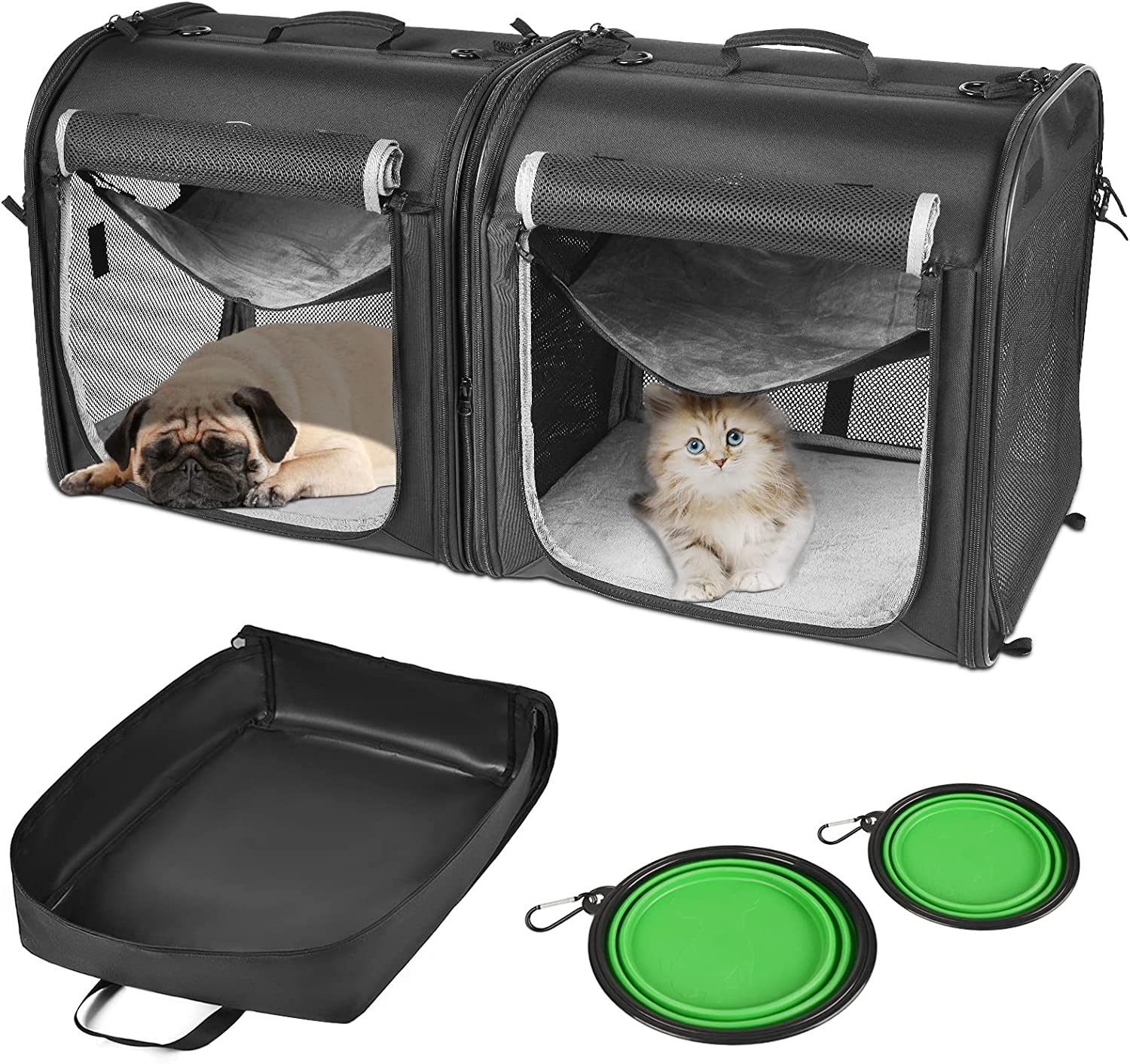 Portable Pet Bag Double Deck Foldable Airline Bag For Two Pets,  Double-compartment Pet Carrier Backpack For Small Cats And Dogs, Cat Travel  Carrier For 2 Cats, Perfect For Traveling/hiking/camping - Temu