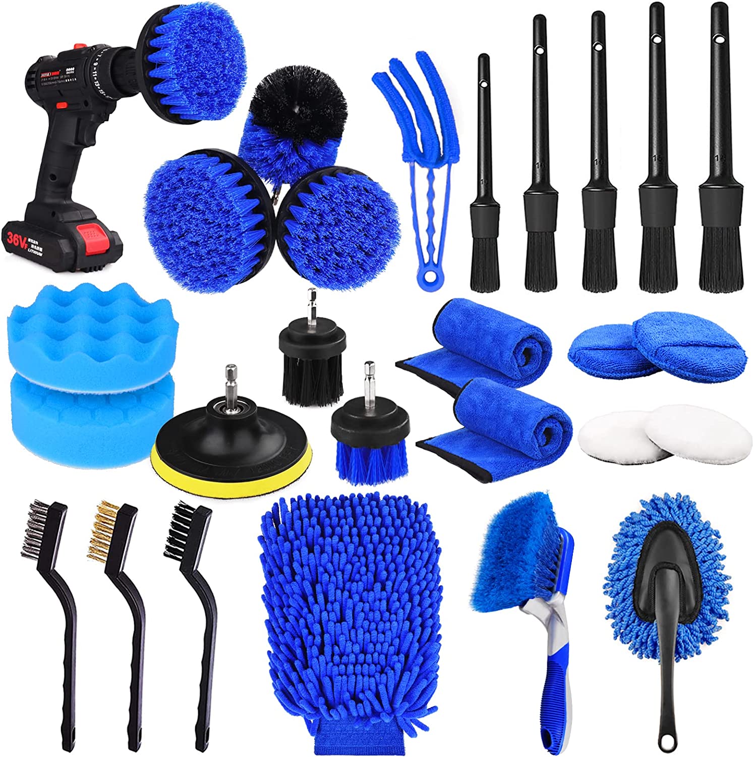 Nurkul 11 Pieces Auto Detailing Brush Set for Cleaning Wheels