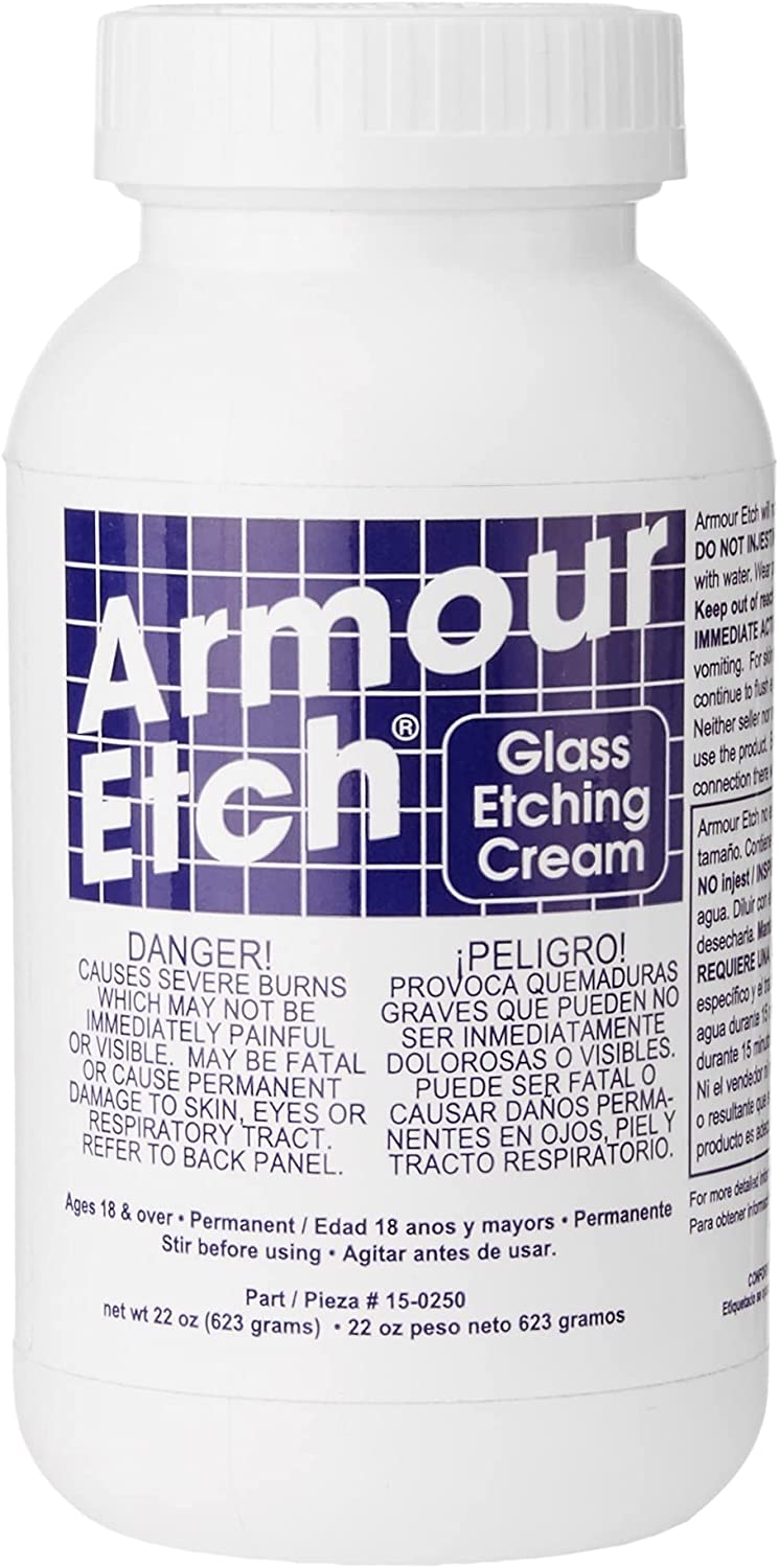 Glass Etching Cream by Armour Etch: 2.8 oz Bottle + How to Etch eBook &  Brush