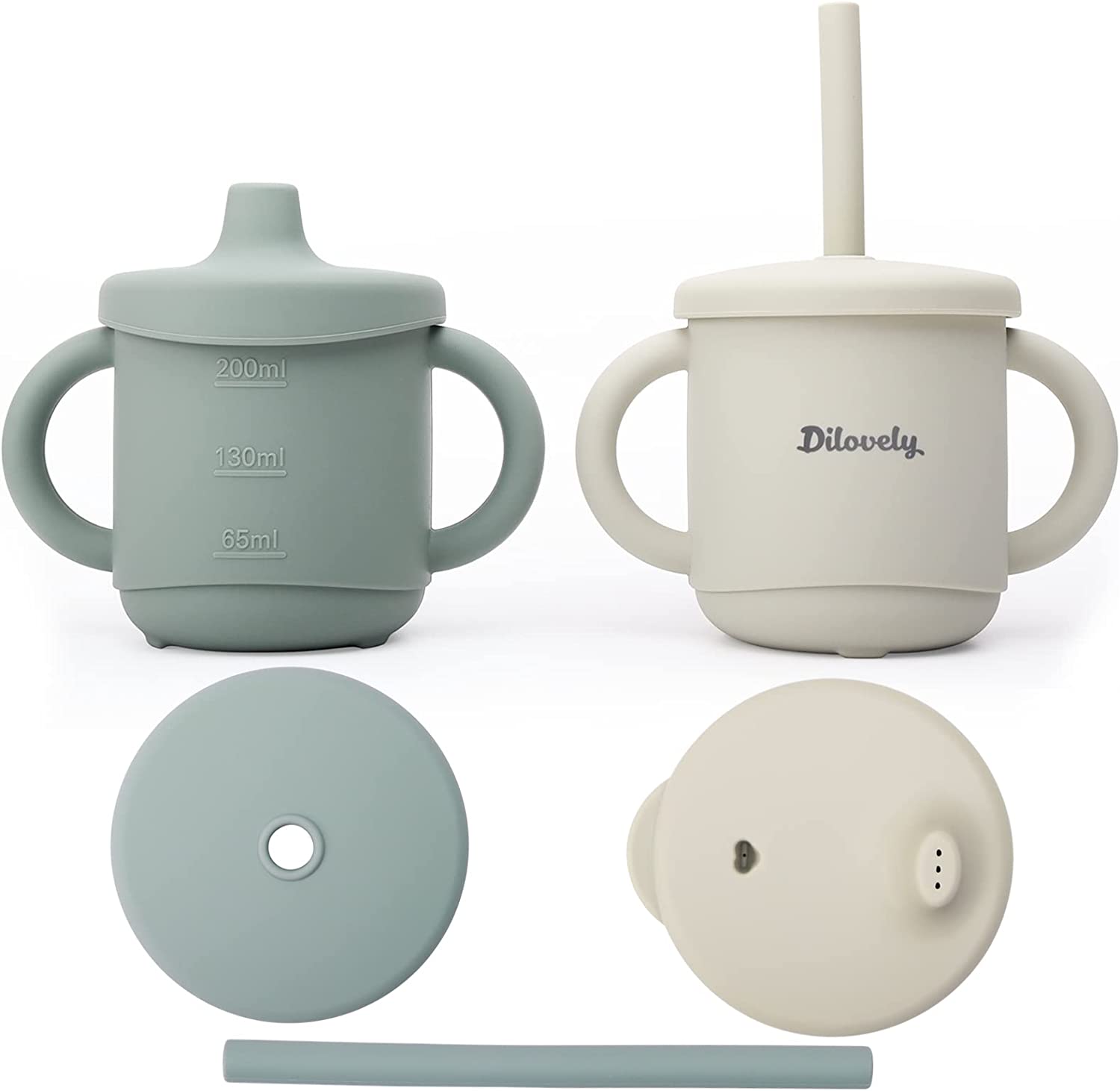 Wholesale Silicone drinking cup for infants, baby portable double handle drinking cup, baby milk