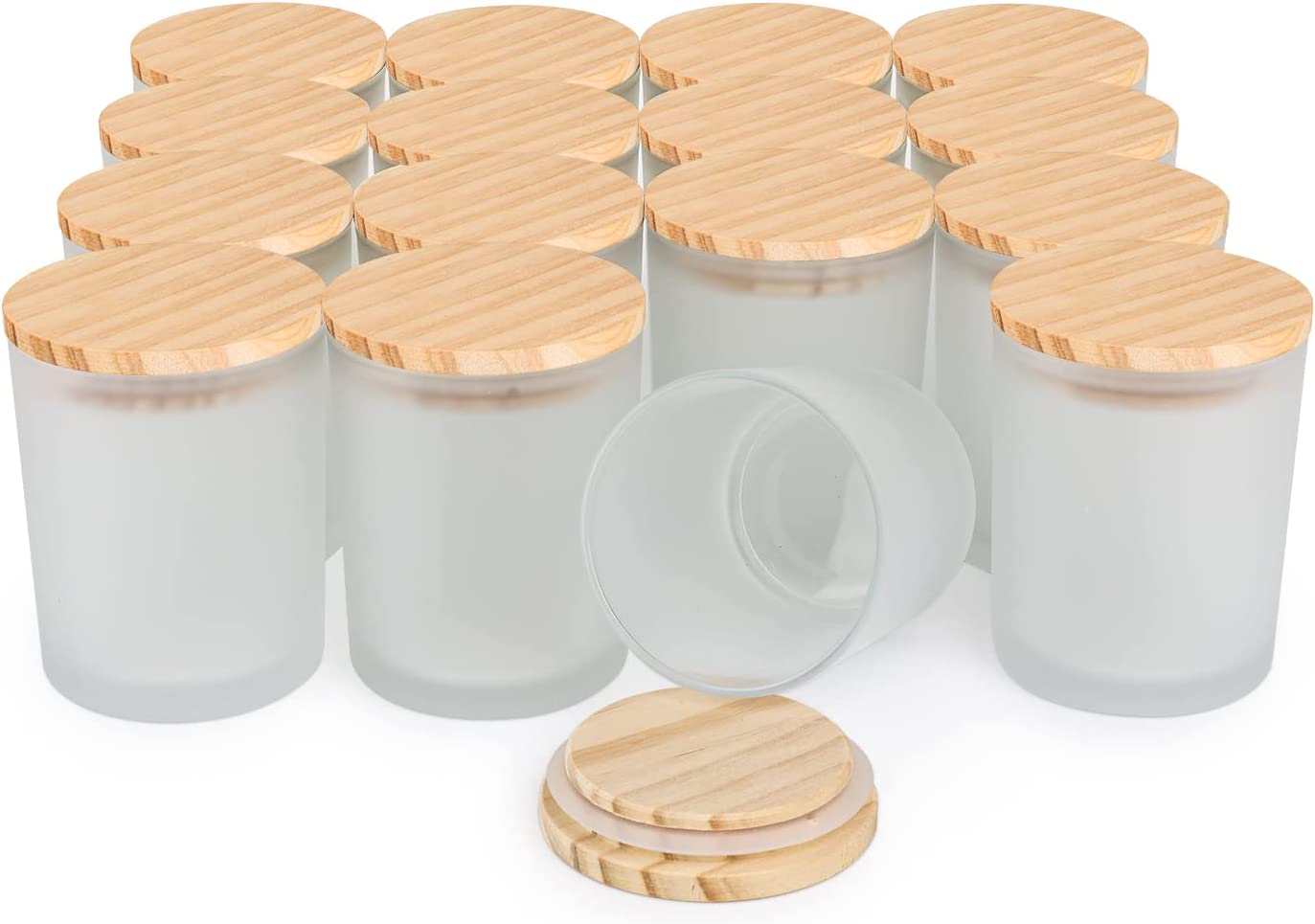 15 Pack, 6 OZ Thick Glass Jars with Airtight Bamboo Lids and Sticky Labels,  Clear Empty Candle Jars for Making Candles, Spice Jars, Sample Container -  Dishwash Safe