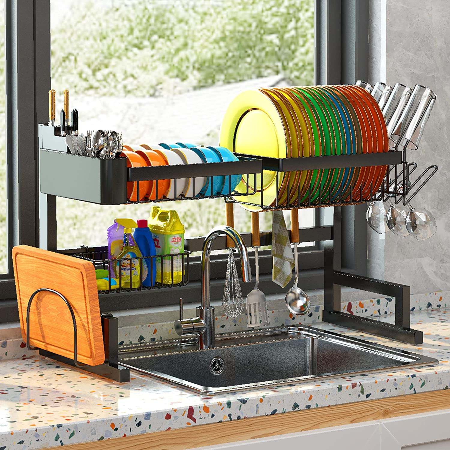 MOUKABAL 2-Tier Dish Racks for Kitchen Counter $18.99