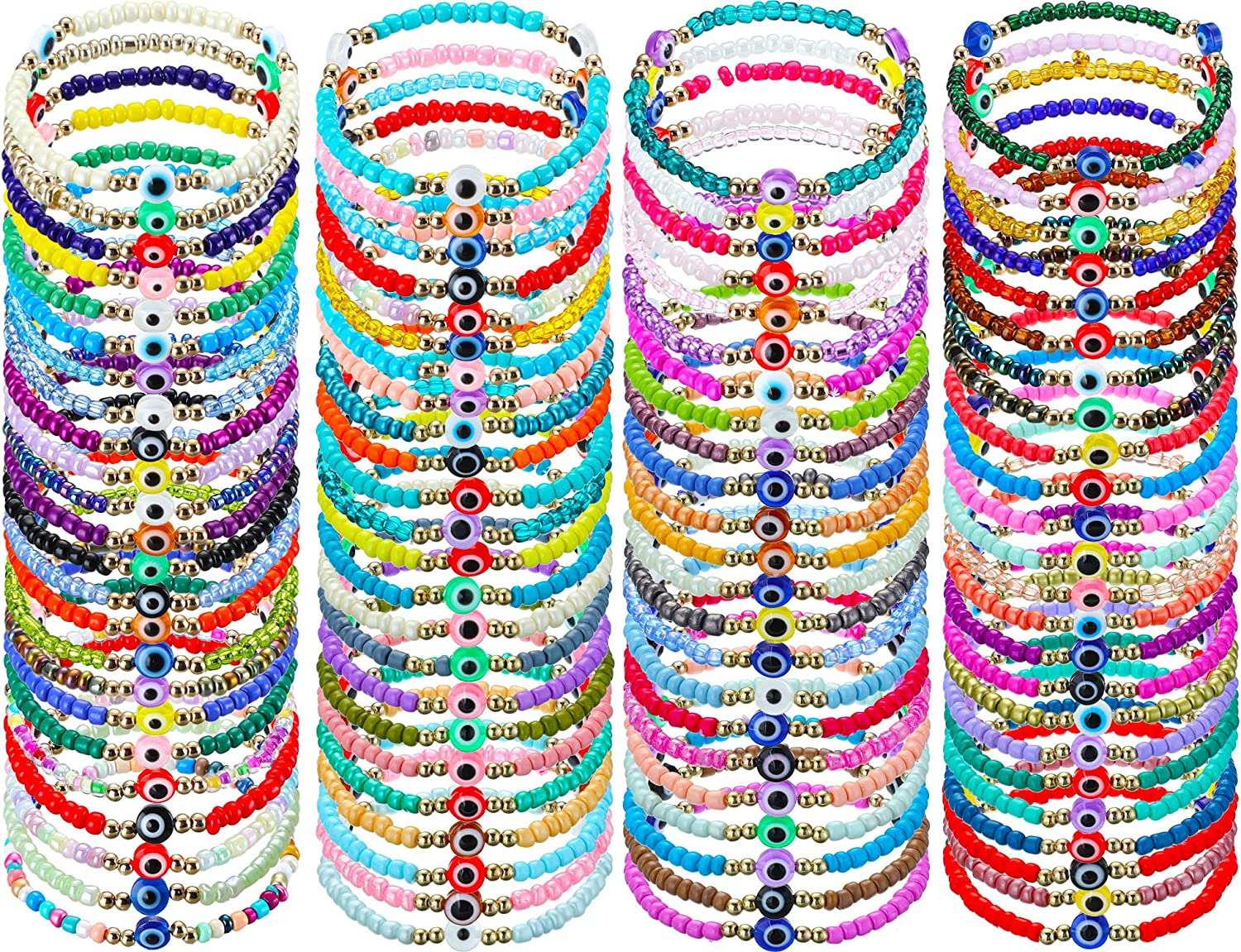 6 x Simple Evil Eye Bracelets, Adjustable Cord Bracelet, Party Favors  gifts, men women, bulk wholesale lot