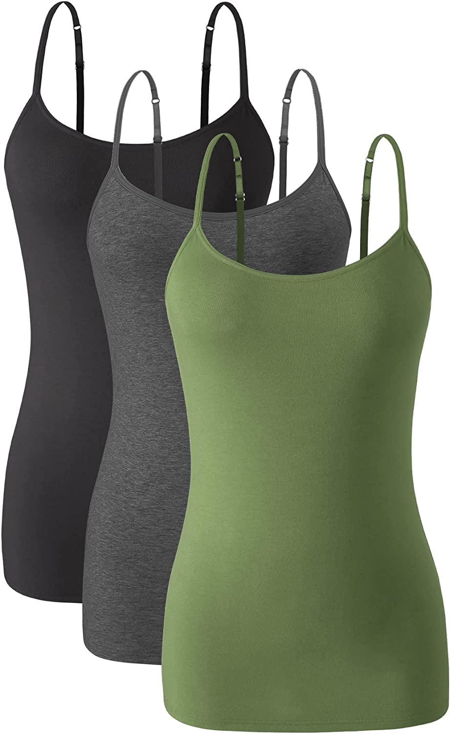 AMVELOP Tank Tops for Women Built in Bra Cotton Shelf Bra Tanks Layering  Undershirts 2-3 Pack