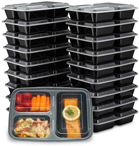 Sports Festival 12 Pack Meal Prep Containers, 43OZ Bento Box, 3 Compartment  Divided Food Storage Containers Durable Stackable Reusable, For