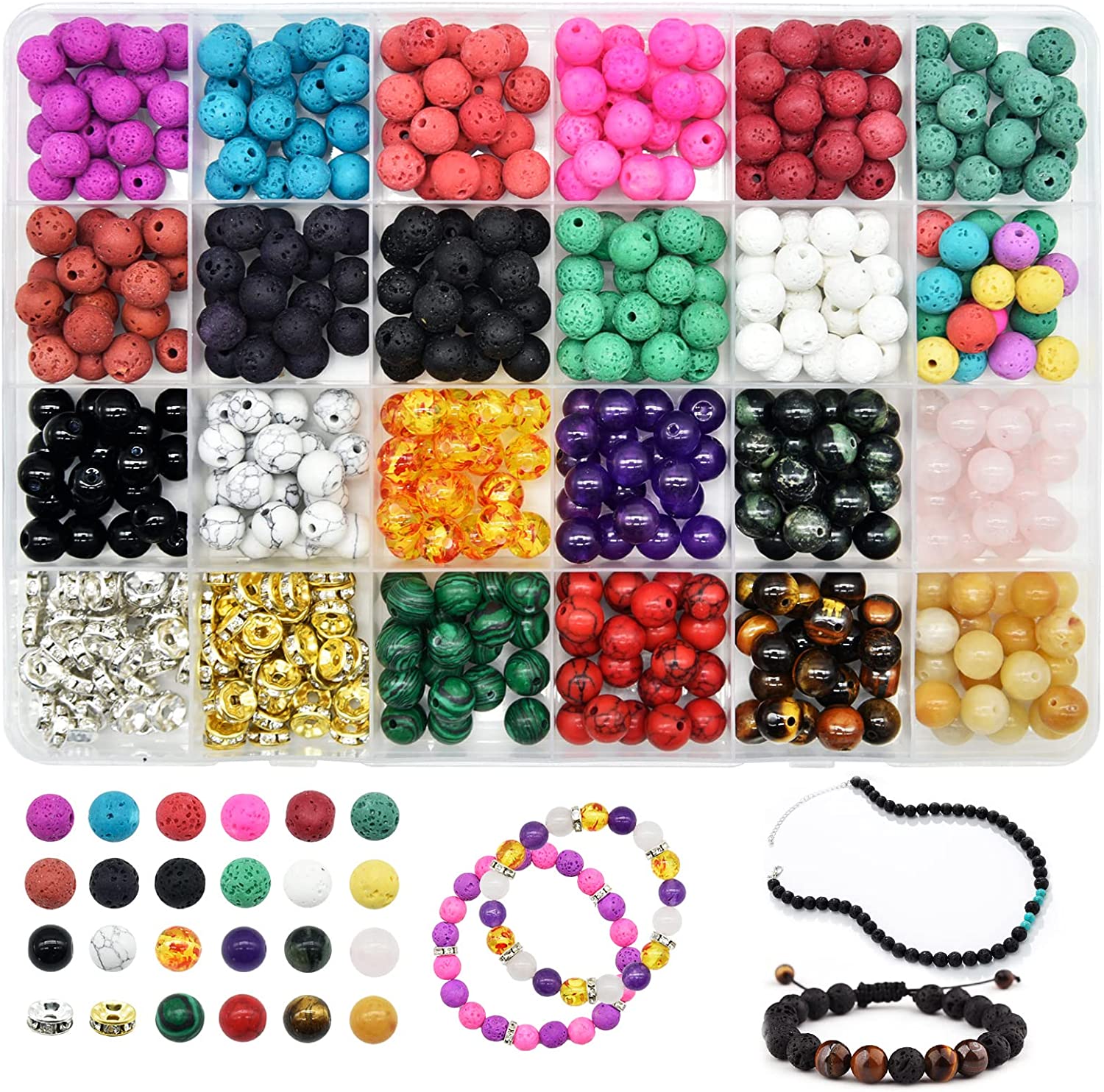 100pcs 8mm Bracelet Jewelry Making Kit Crystal Beads Stone Pattern Beads  Bulk Ball Gemstone Set Diy Suitable For Women Adult Beginners Earrings  Necklace Decoration Glass Beads