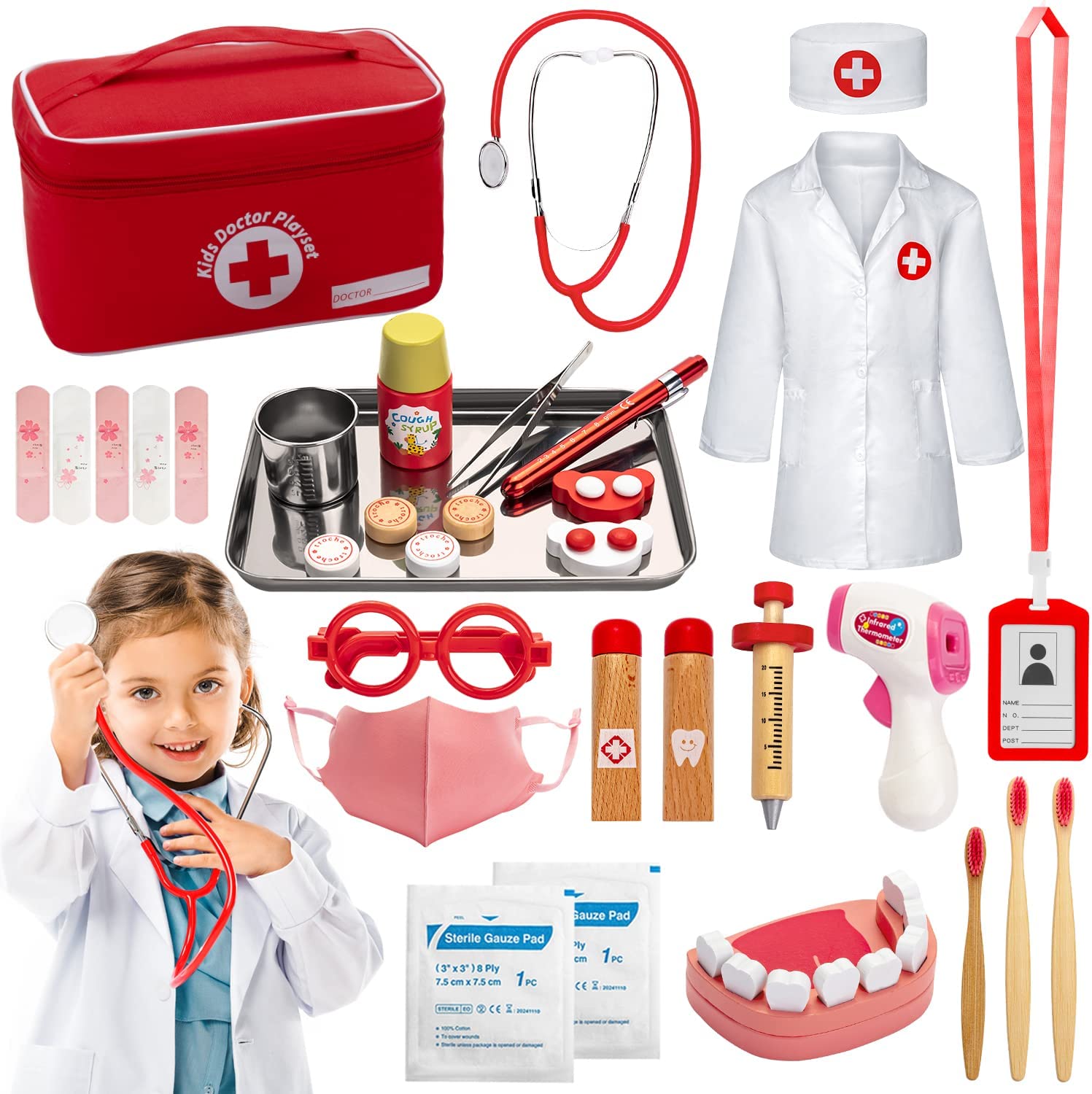 Doctor Kit for Kids 3-6 Dentist Kit for Kids, Pretend Play for Toddlers  27pcs Doctor Kit Portable Dentist Toys Kit for Kids Medical Kit Doctor Play