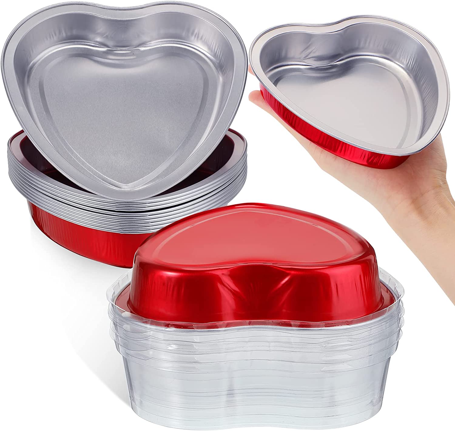 ZOENHOU 4 PCS 5 6 8 10 Heart Shaped Cake Pans with Removable Bottom,  Aluminum Heart Shaped Cake Pans Set, Non Stick Heart Layers Cake Pan for  Oven