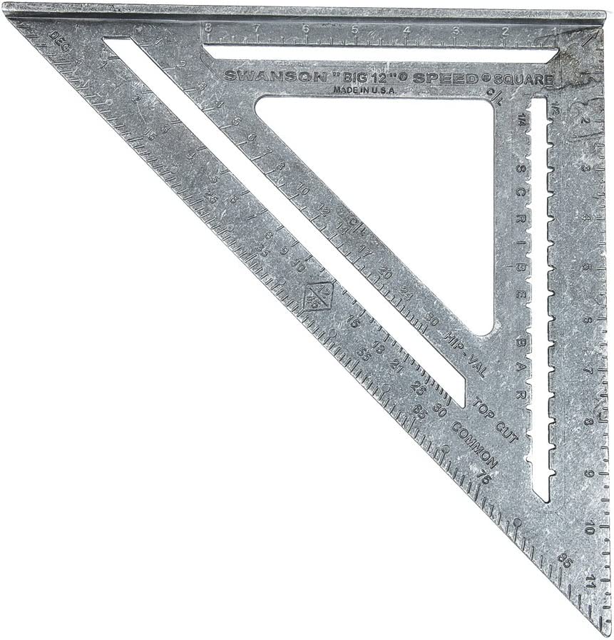POWERTEC 80008 Steel Framing Square with Rafter Tables | 16 inch by 24 inch L Shaped Tool - Black