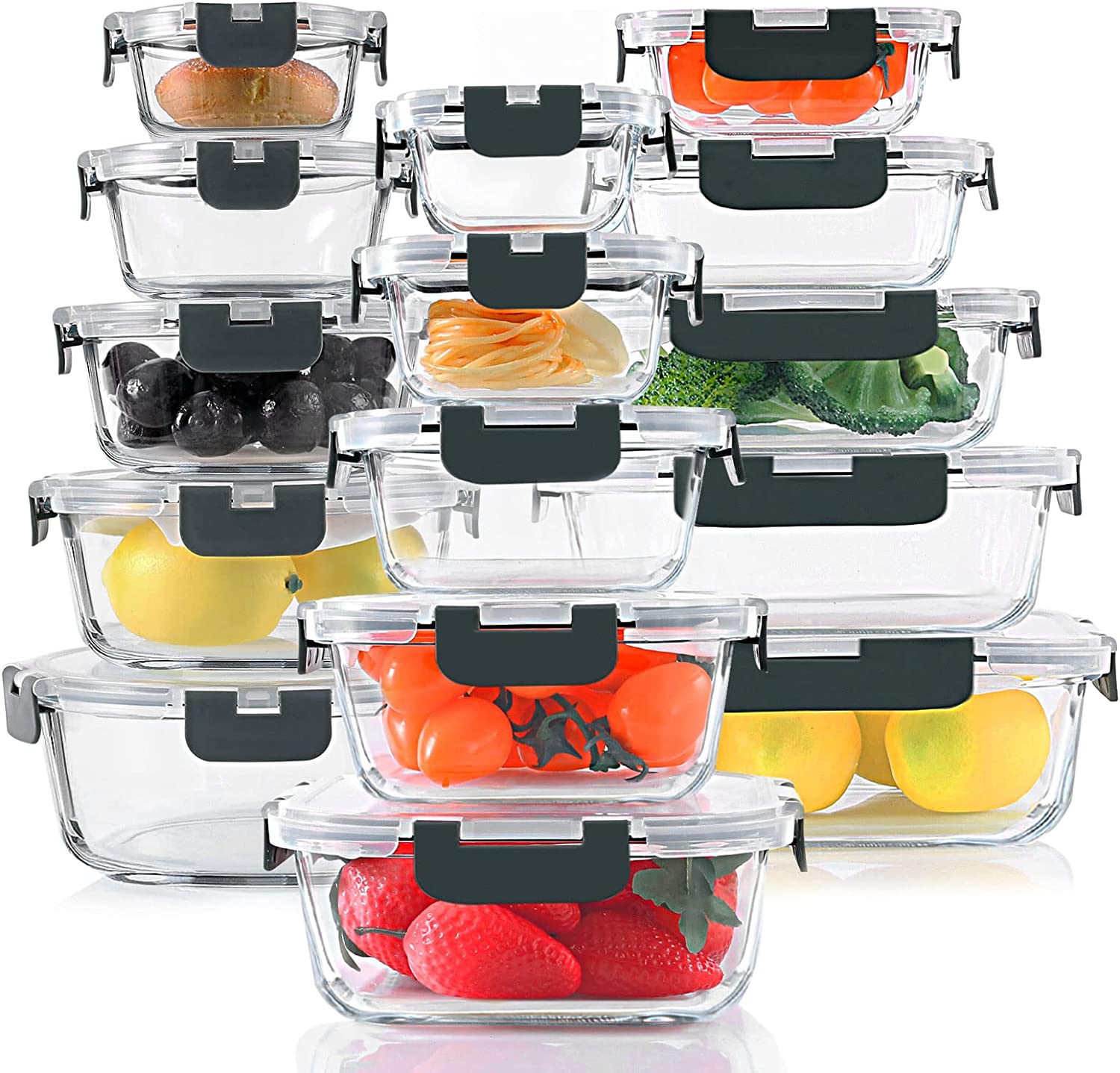 FineDine 40-Piece Food Storage Containers With Lids - Airtight 100%  Leakproof Gu