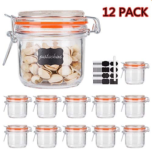 Encheng 32 oz Wide Mouth Mason Jars With Airtight Hinged Lids, Leak Proof  Rubber Gasket - 1000ml Glass Storage Containers, Set of 4