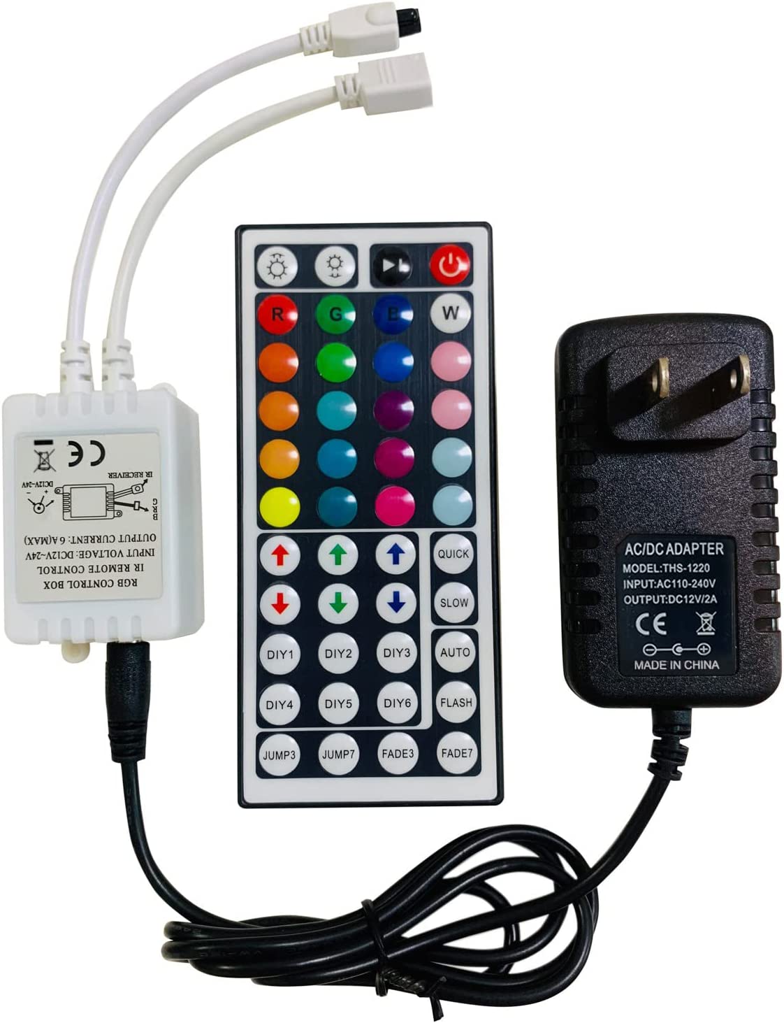 44 Key IR Remote Controller Kit, Wireless Rectifier Control Box, DC 12V 2A  LED Power Supply Adapter for 2835 3528 5050 RGB LED 