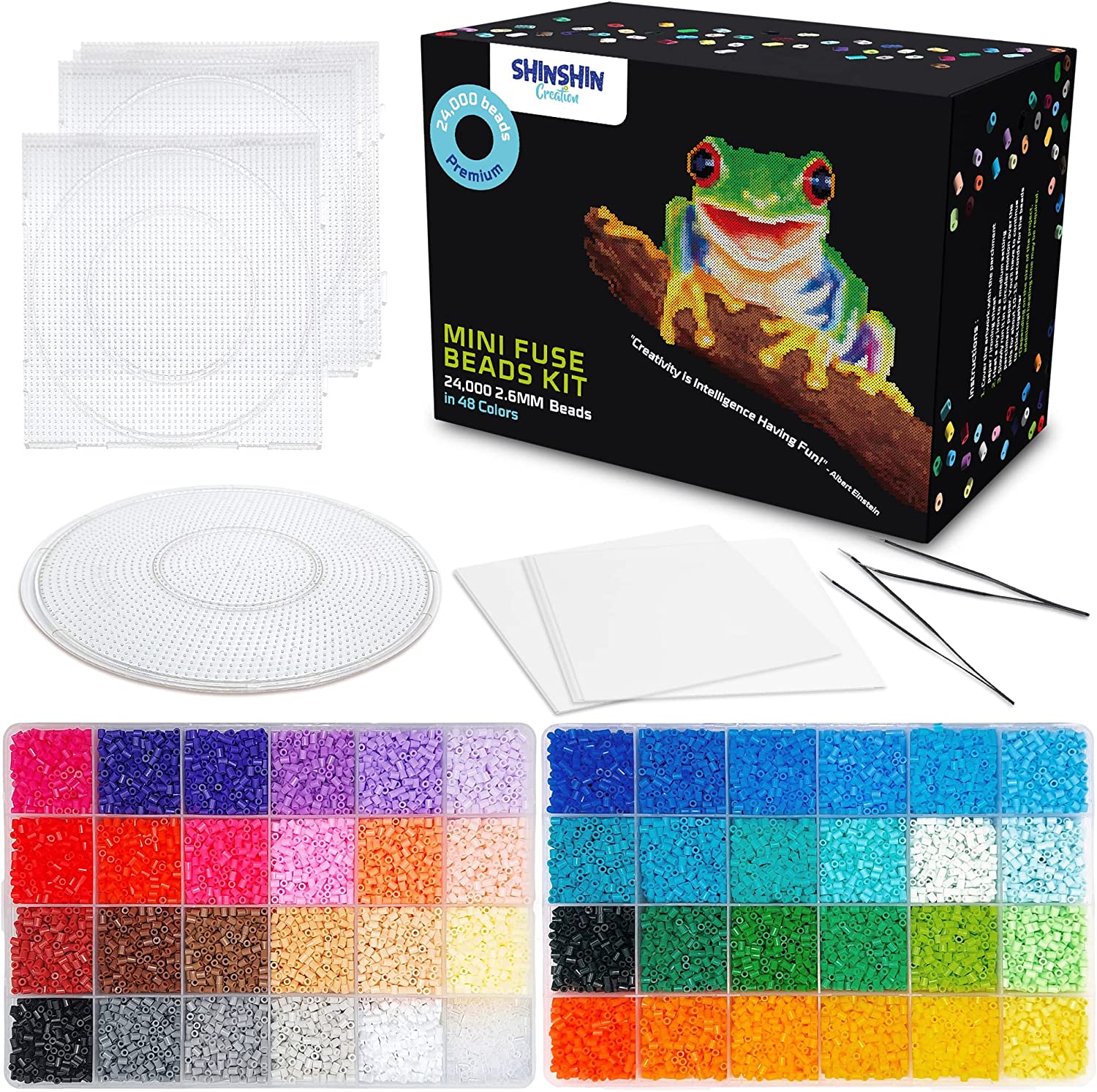 QUEFE 5200pcs Fuse Beads Kit for Kids, 24 Colors 5mm Melting Beads
