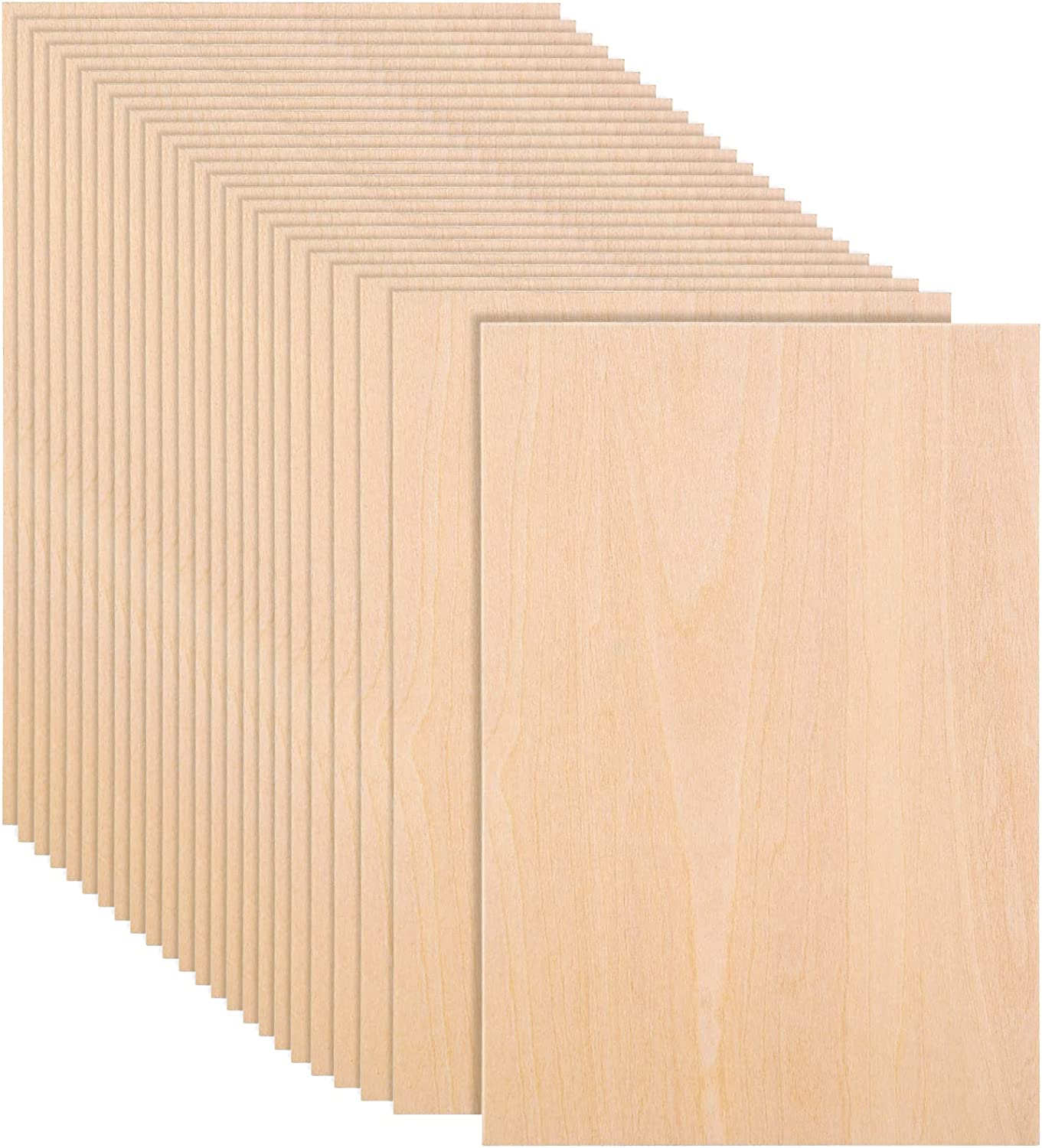 50 Pcs Basswood Sheets 8 x 12 Inch 2mm Thick Plywood Thin Wood Sheets  Rectangular Unfinished Basswood Board with Smooth Surfaces for Crafts  Cutting