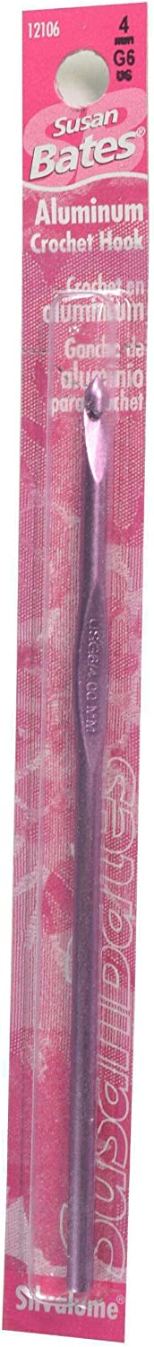 Susan Bates 5-1/2-Inch Silvalume Aluminum Crochet Hook, 8mm, Silver Pink
