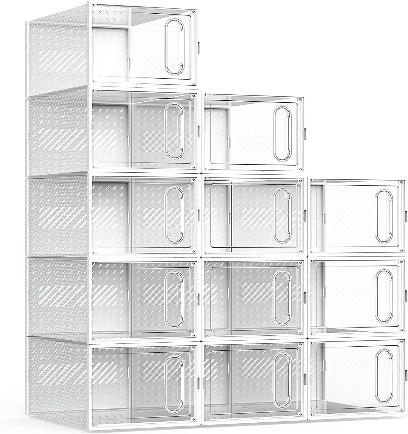 Clemate Shoe Organizer Storage Boxes for Closet 15 Packs, Clear Plastic  Stackable Shoe Storage Bins with