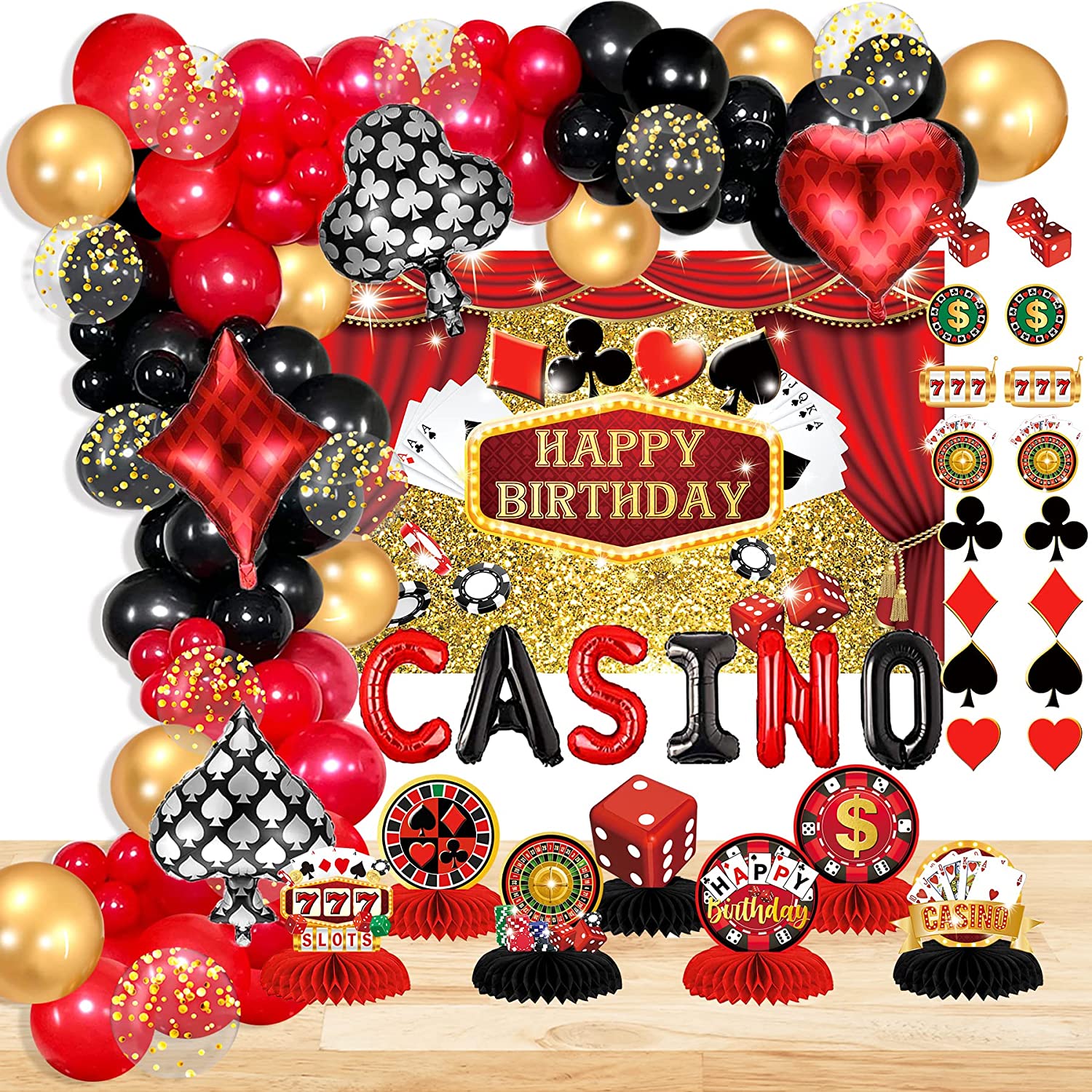 Casino Night Theme Party Decorations Backdrop Las Vegas Gold
