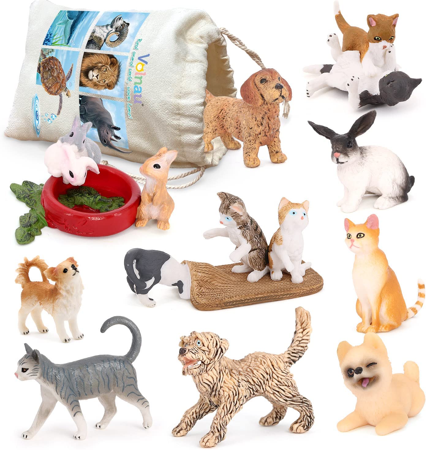  Entervending Tiny Dog and Cat Figurines for Kids