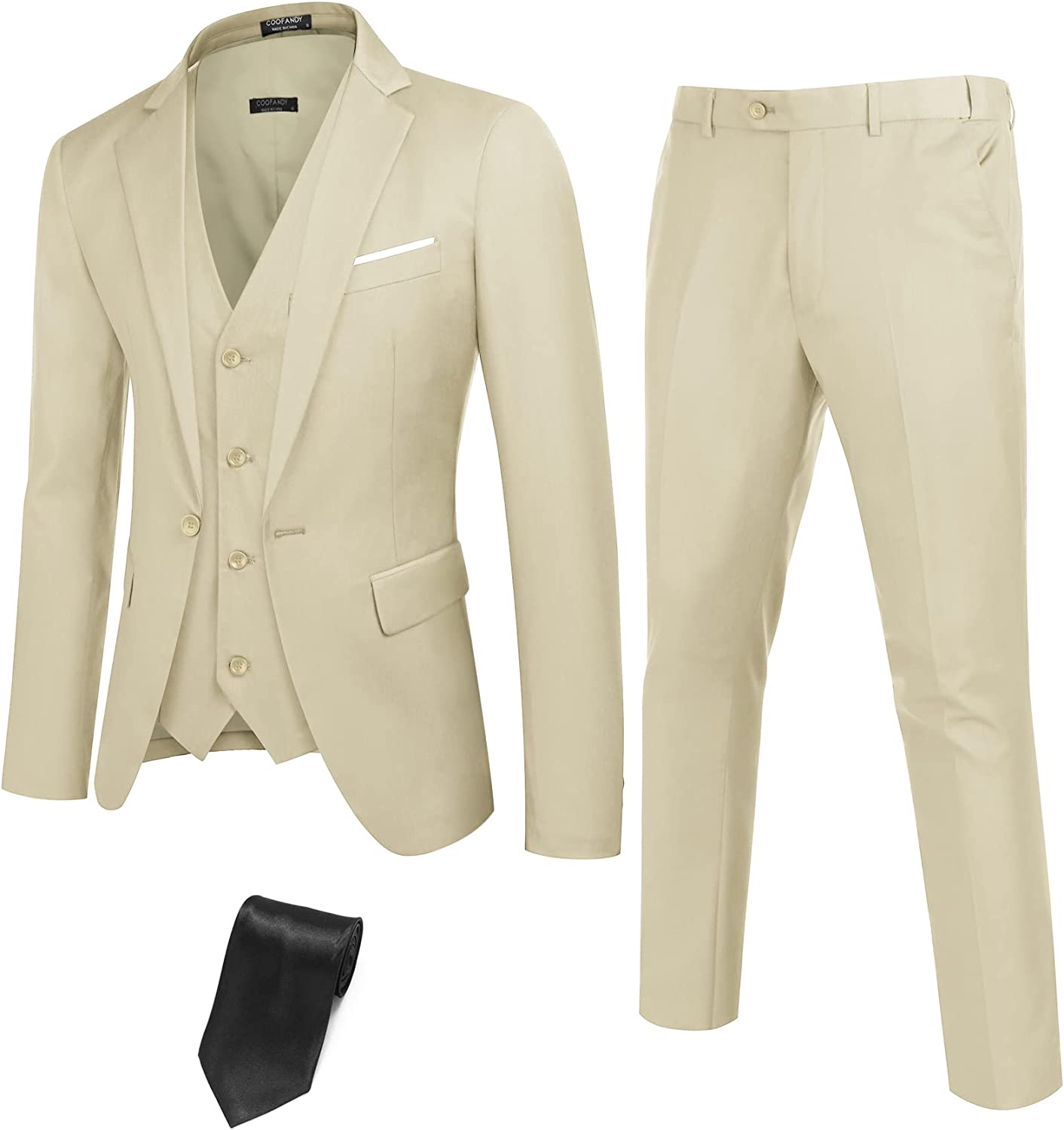 Men's 3 Piece Suit Slim Fit Suits One Button Blazer Vest Pants