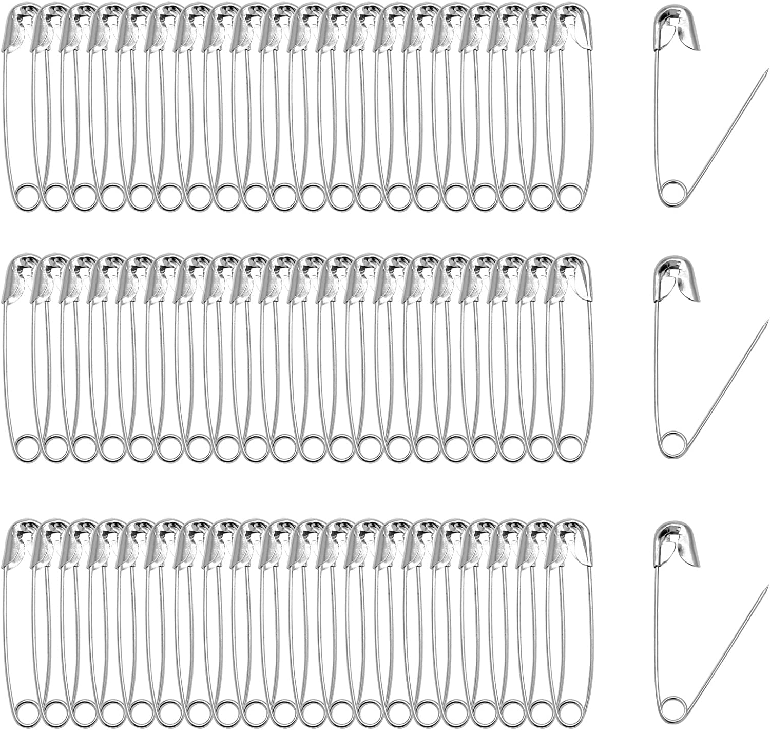 TSHD 100 Pack Curved Safety Pins 1.5 inch Size 2 for Quilting Sewing,Basting Pins