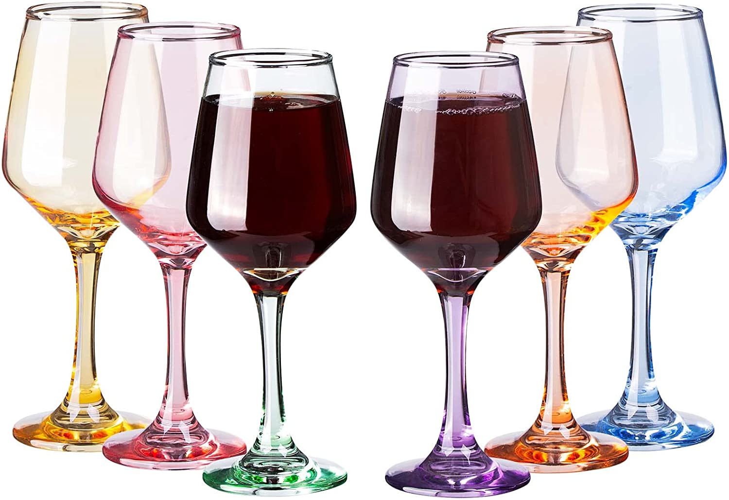 Saludi Colored Wine Glasses, 16.5oz (Set of 6) Stemmed Multi-Color Glass -  Great for all Wine Types …See more Saludi Colored Wine Glasses, 16.5oz (Set