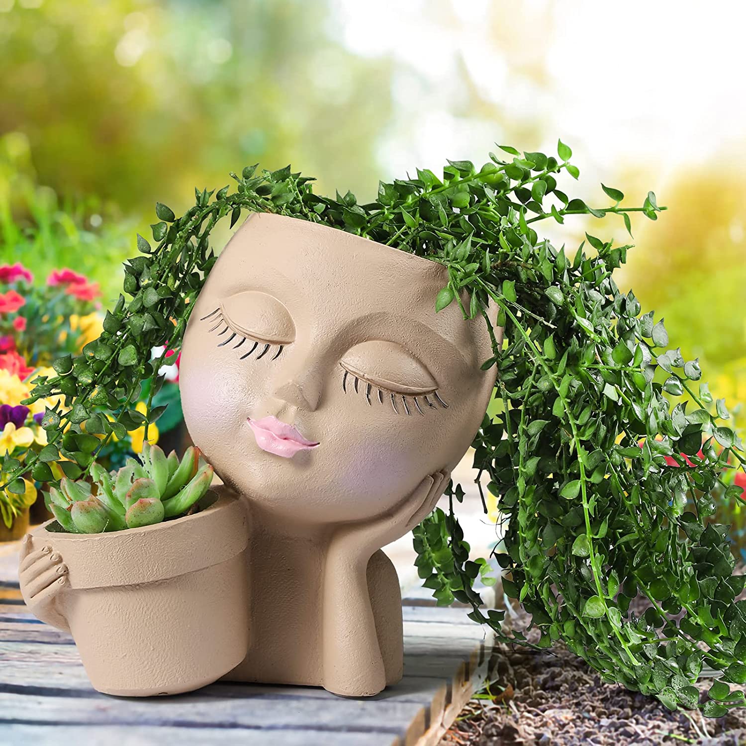 Smiling Plant Pot with Middle Fingers Up,Funny Planters for Indoor  Plants,Unique Cute Flower Pots for Succulents Middle Finger Flower Plant  Pot