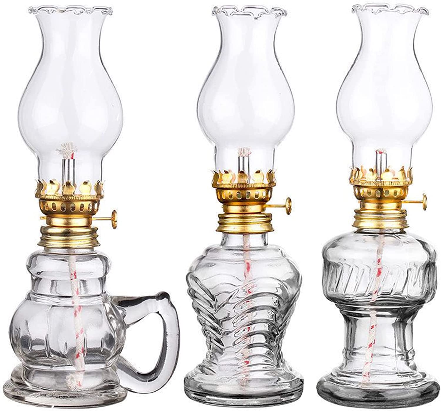 Vintage Oil Lamps For Indoor Use(set Of 2),8 Inch Height Kerosene Lamp With  Hurricane Glass,rustic Kerosene Lantern For Home Emergency Lighting,tablet