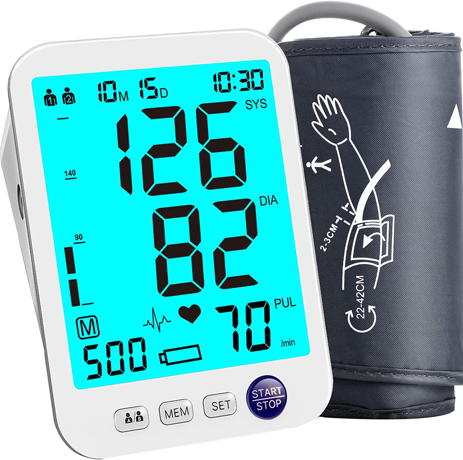 Blood Pressure Machine, RENPHO Blood Pressure Cuffs for Home Use, Accurate  Automatic Digital BP Monitor with Upper Arm Large Cuff 16.5 inch, Large  Display, 2-Users, 240 Recordings, Talking Function Talking Blood Pressure M