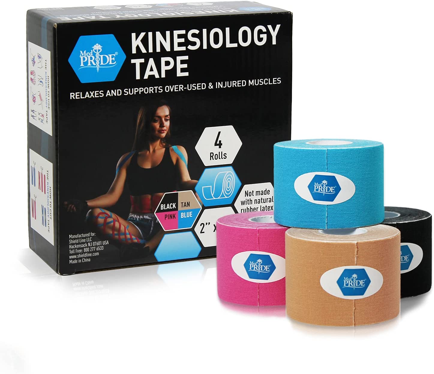 : OK TAPE PRO Kinesiology Tape, 2inch x Long Roll 16ft Free Cut  Tape, Elastic Athletic Tape Therapeutic Latex Free, Black+Black : Health &  Household