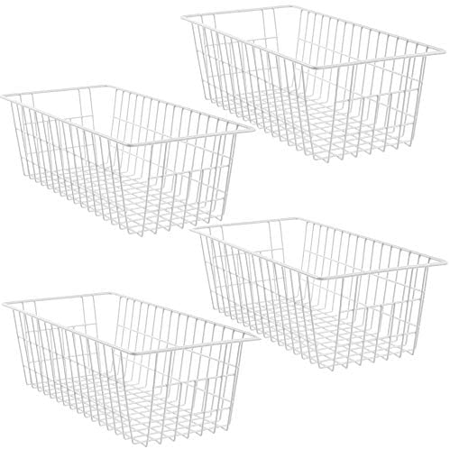 Farmlyn Creek 3 Pack Metal Wire Storage Baskets for Shelves, Pantry,  Closet, Long Narrow Organizer Bin, Black, 16 x 6 x 6 In