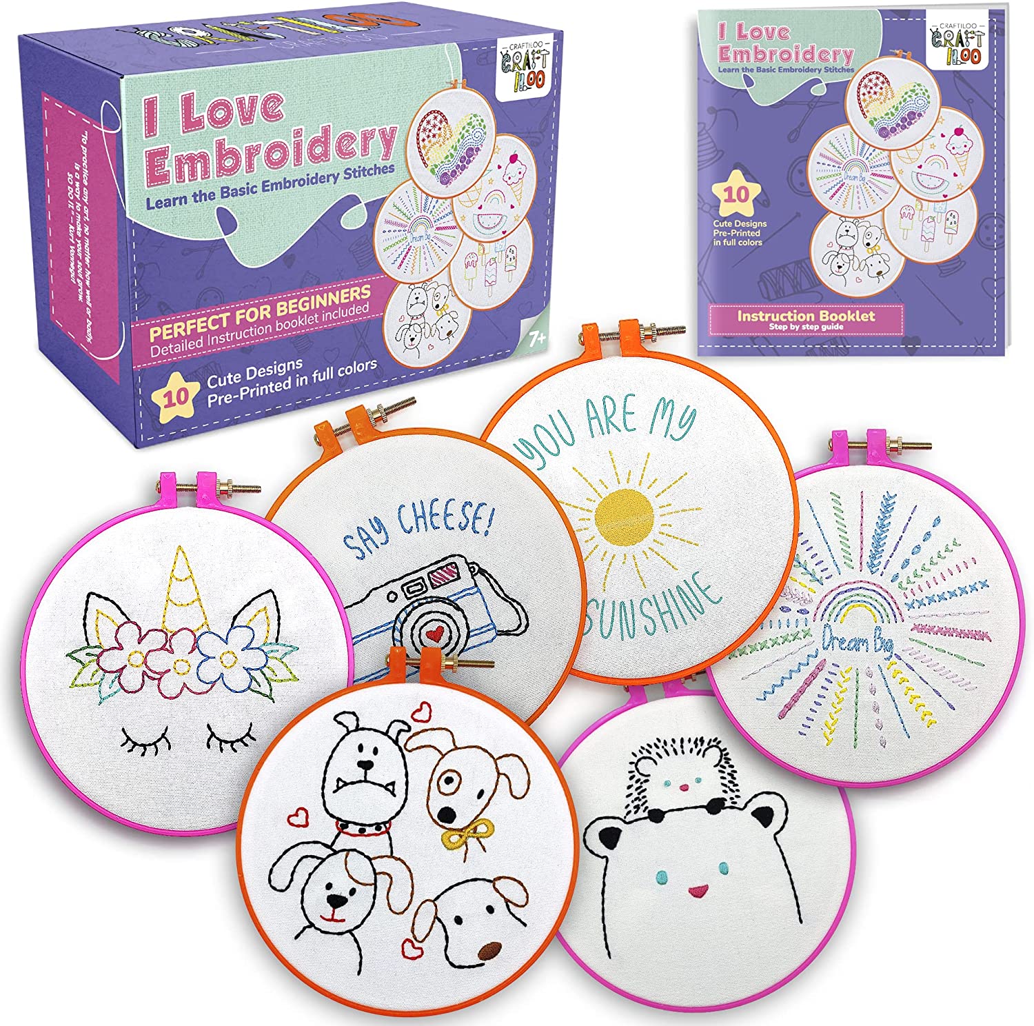 Embroidery Kit Squirrel Floral Design Flower Garden Awesocrafts Full Range  of Embroidery Starter Kits for Beginners Adults Kids DIY Handmade Easy