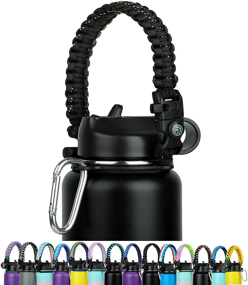 One MissionX Paracord Handle 2.0 for Hydro Flask Wide Mouth Water Bottles -  Also Compatible with Iron Flask, Simple Modern, Takeya, Fits 12oz to 64oz