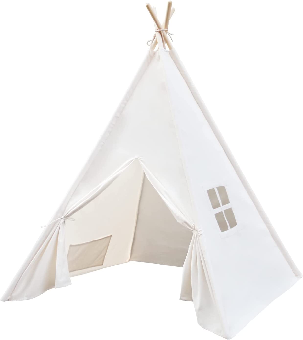 Tiny Land Kids-Teepee-Tent with Lights & Campfire Toy & Carry Case, Natural  Cotton Canvas Toddler Tent - Washable Foldable Teepee Tent for Kids Indoor