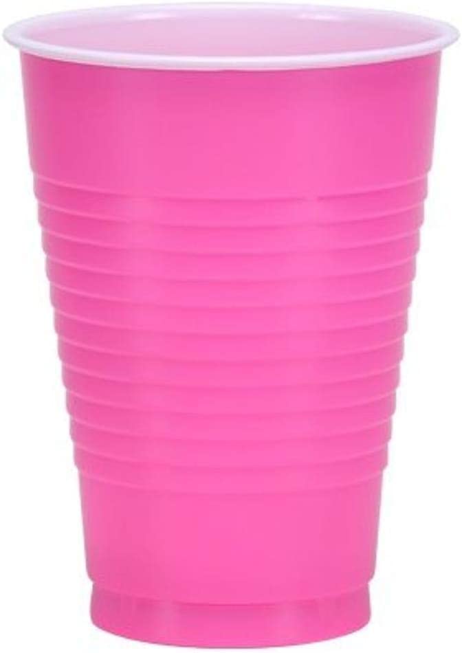 DecorRack 60 Party Cups 12 oz Disposable Plastic Cups for Birthday Party  Bachelorette Camping Indoor Outdoor Events Beverage Drinking Cups (Pink, 60)