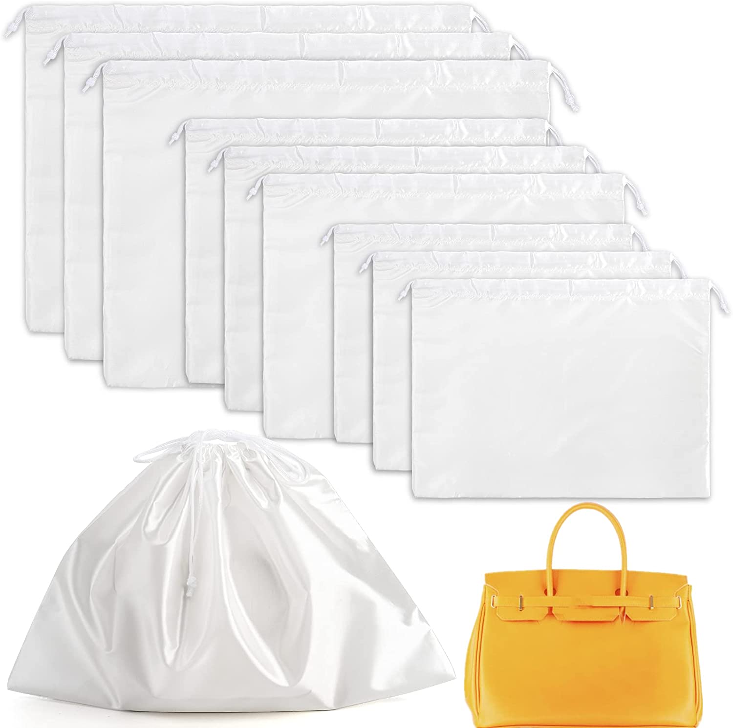 20 Pcs Silk Satin Dust Bags for Handbags Drawstring Dust Cover Bag