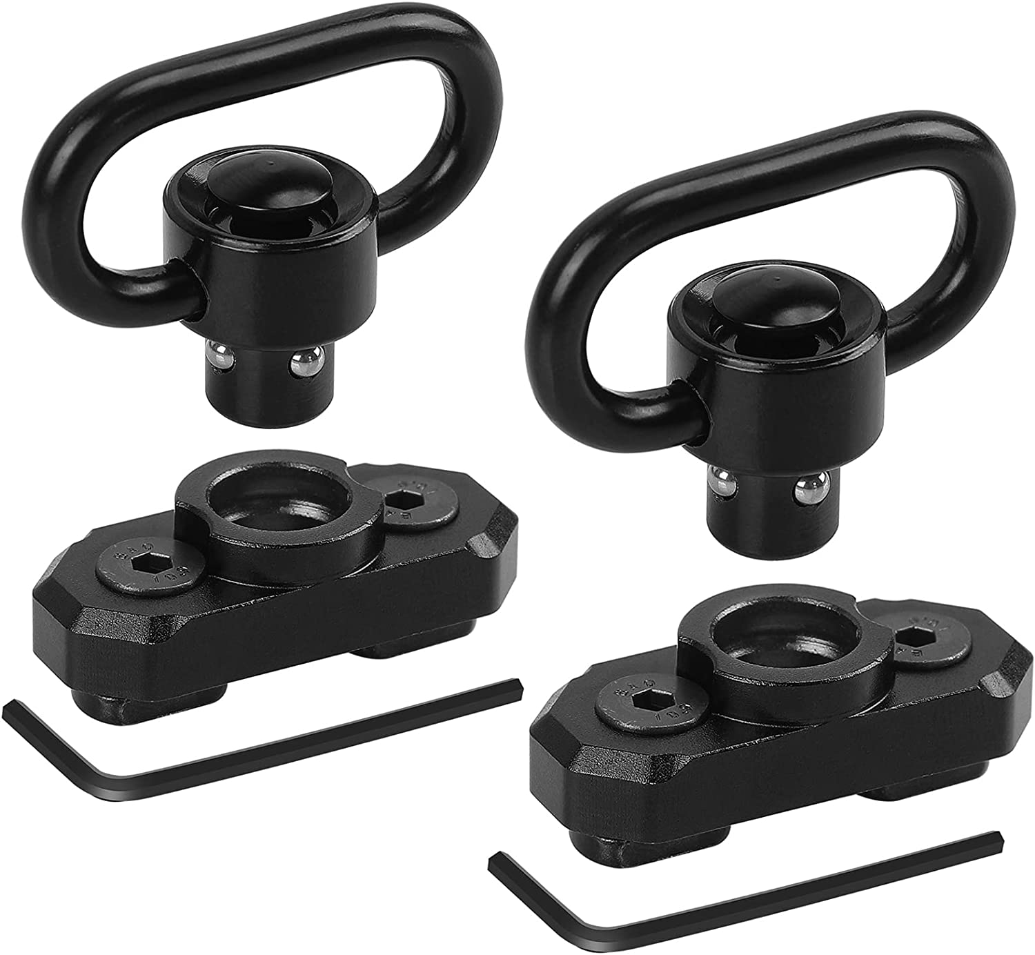 FANGOSS Two Point and Traditional Mlock Sling Rail Mounts with 1.25 Inch QD  Push Button Sling Swivel Loop for Mloc - 2 Pack