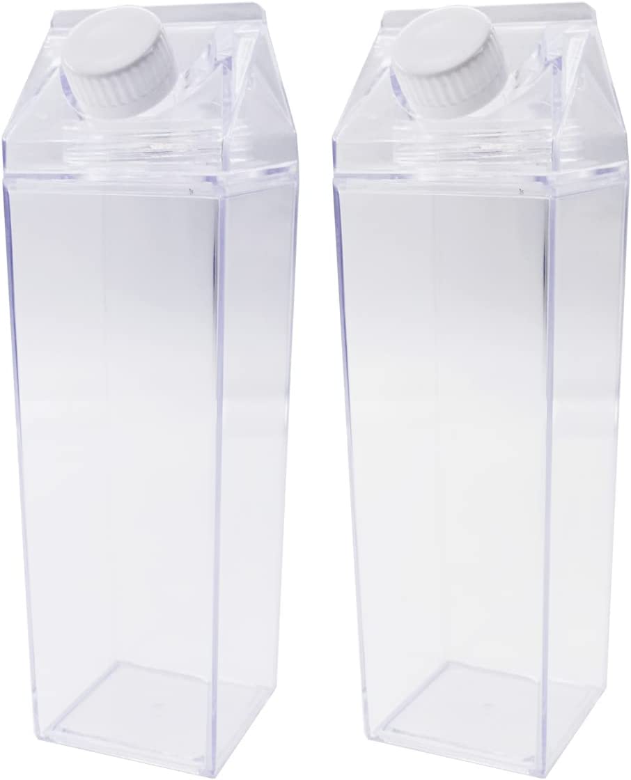 Yimaa Clear Milk Carton Water Bottle Cups Plastic Milk Juice Box  Transparent Refill Water Bottle Cut…See more Yimaa Clear Milk Carton Water  Bottle