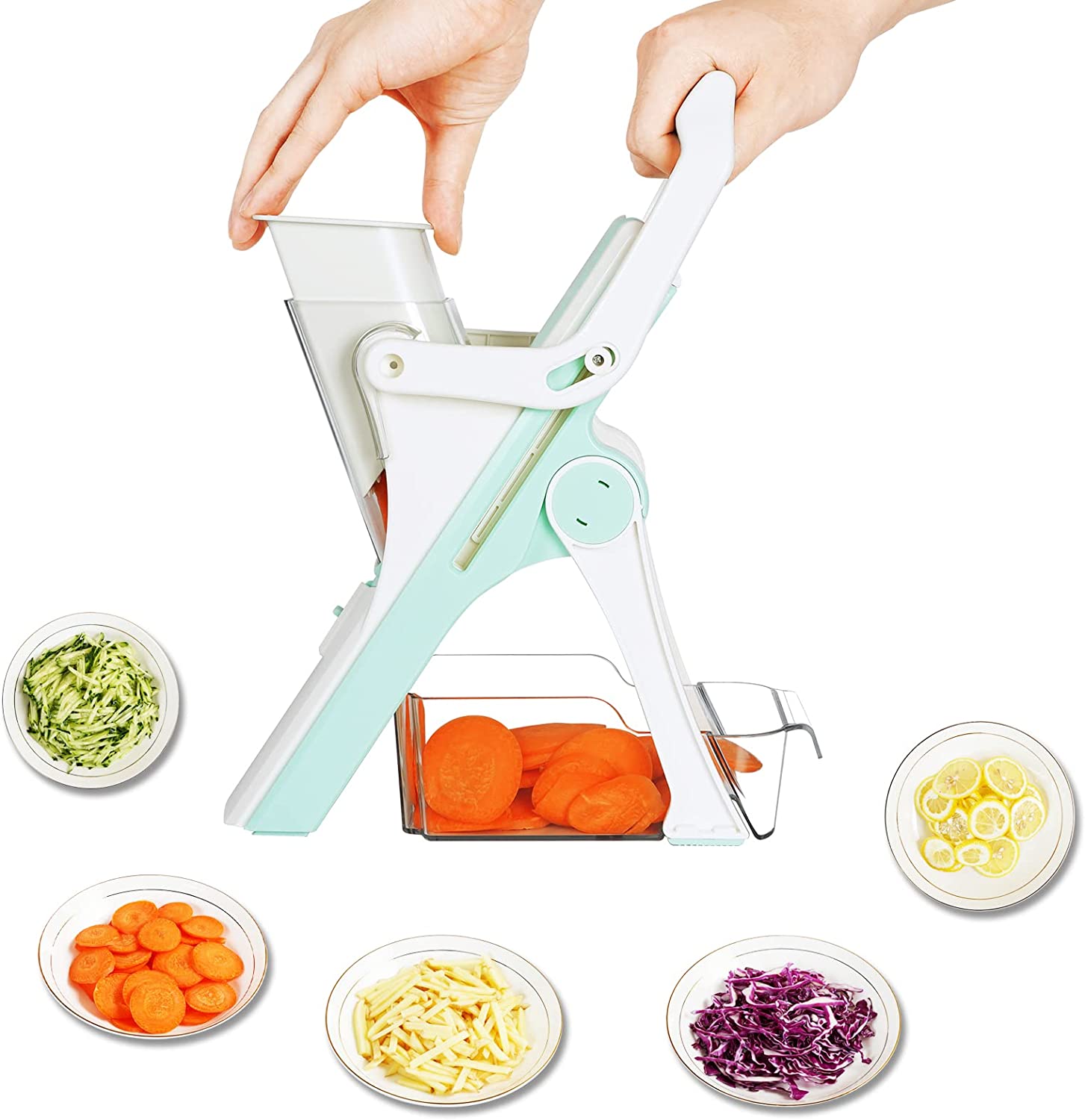 DASH Safe Slice Mandoline for Vegetables, Meal Prep & More with Thickness  Adjuster, Aqua & DVTS501AQ Toaster, 2 Slice, Aqua