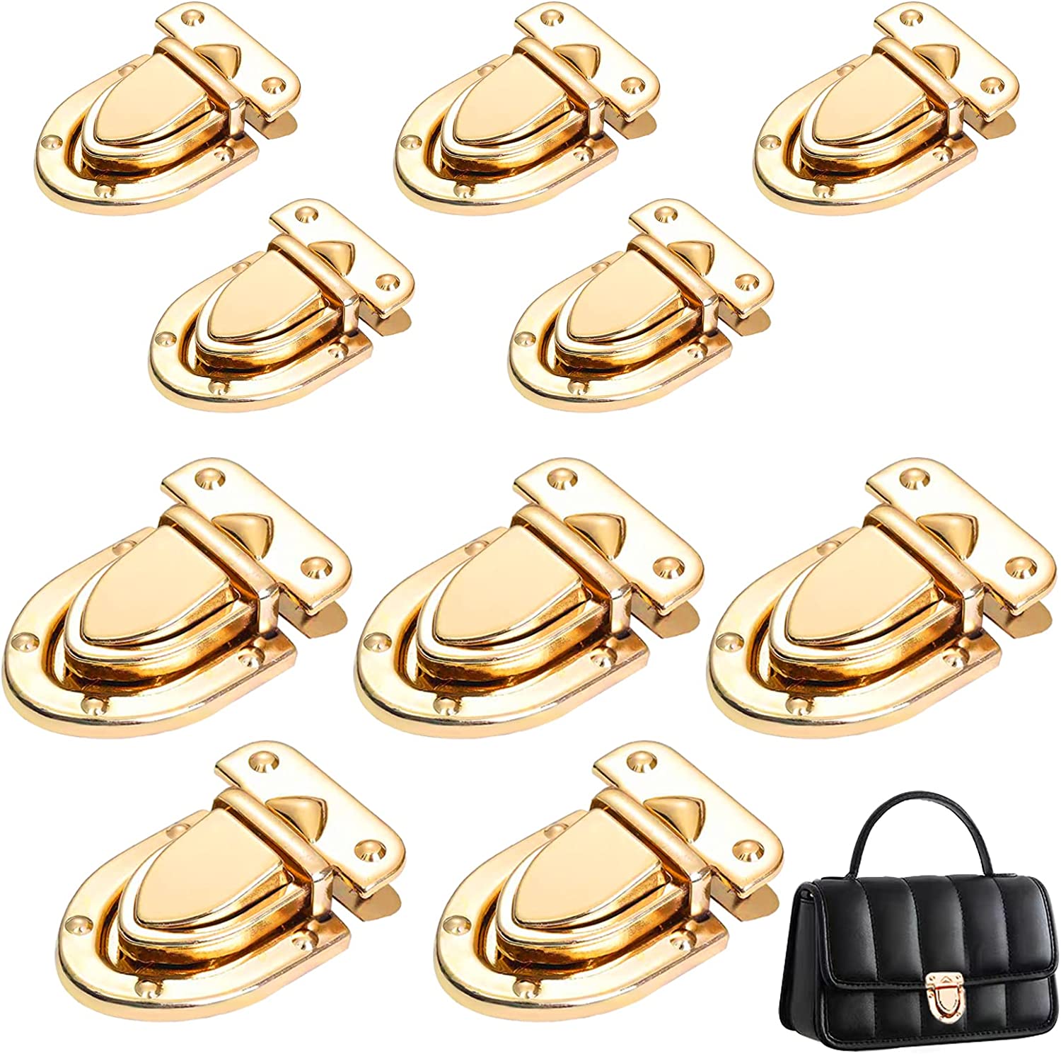  6pcs Turn Lock Clasp Purse, Rectangle Purse Closure