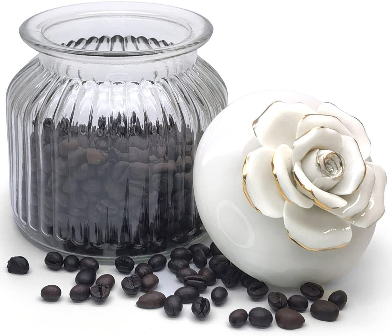 Crystalia Decorative Glass Candy Jar with Lid, Crystal Cut Small