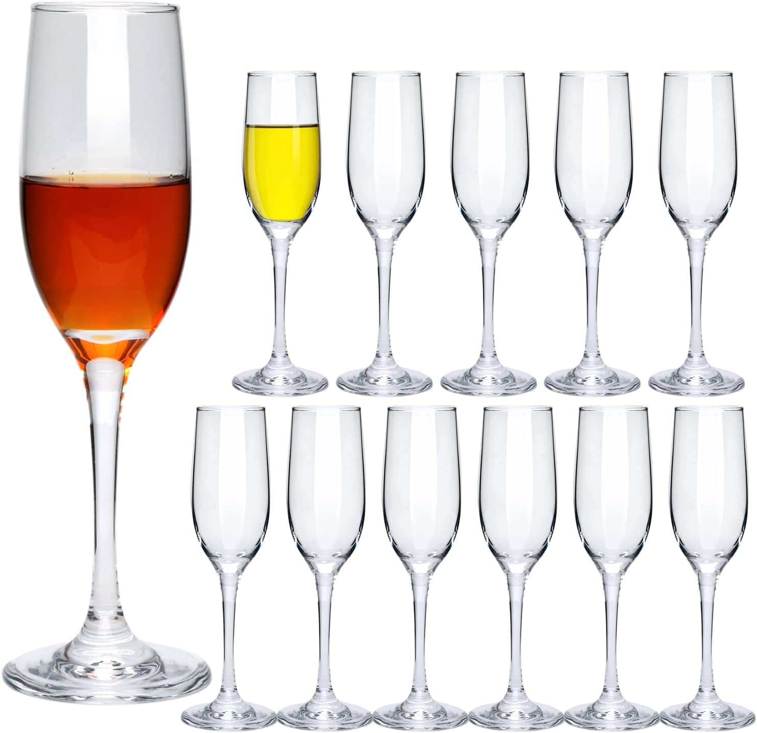 UMEIED Champagne Flutes Set of 12, 6 Oz Premium Glasses Transparent