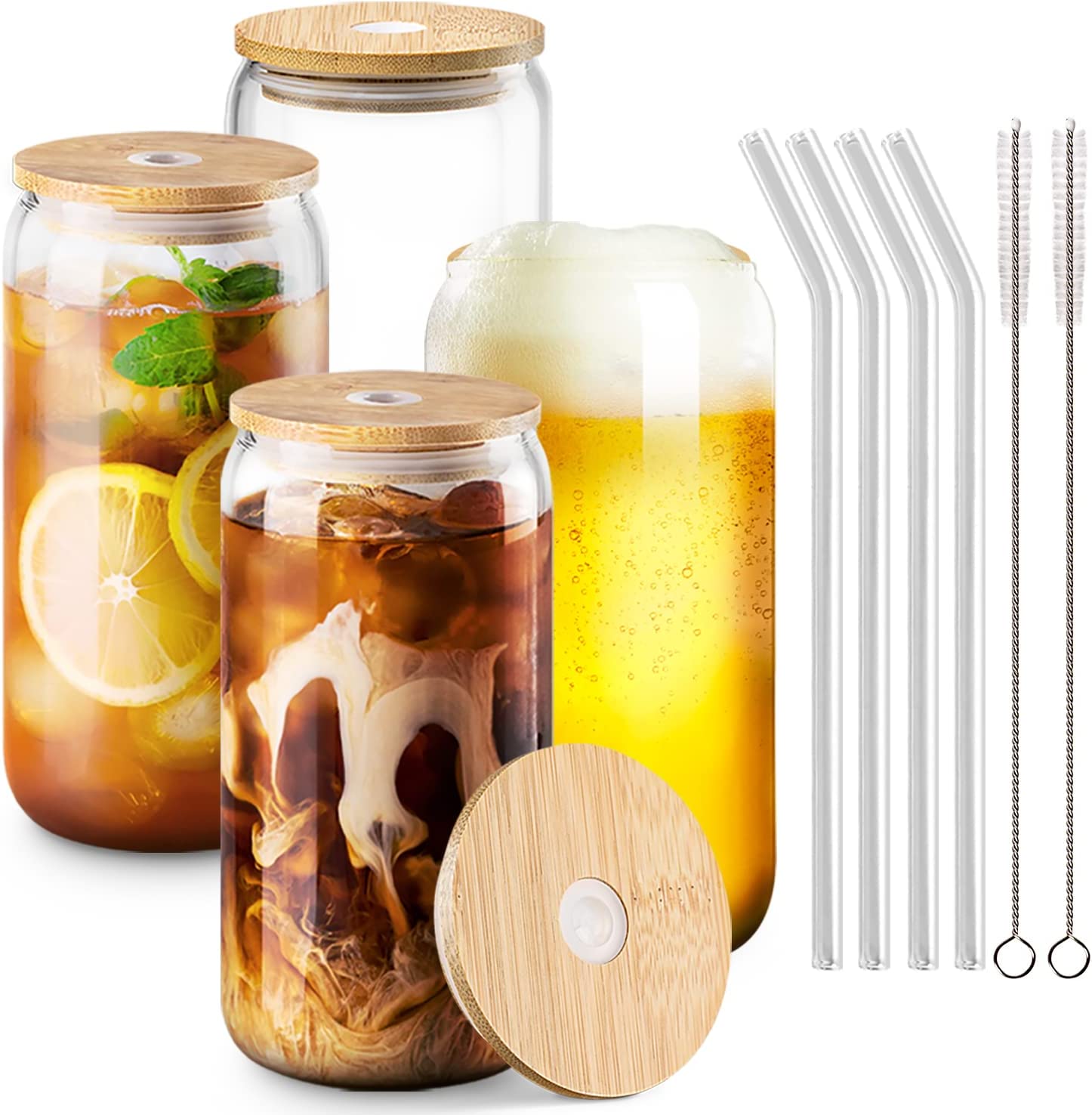 ARTIBETTER Kitchen Can Shaped Glass Cups with Wood Lid 2 Sets Can Tumbler  Glass Fruit Beer Glasses 5…See more ARTIBETTER Kitchen Can Shaped Glass  Cups