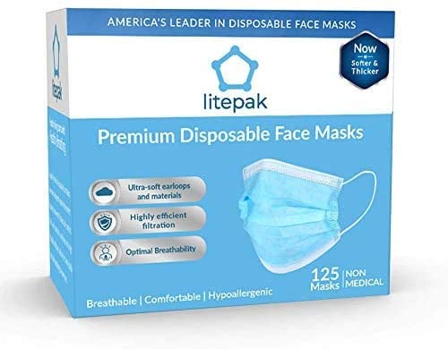 1 box 50pcs Disposable Face Masks, Breathable 3-Ply with Nose Clip and Ear  Loops, 50-Pack, Blue